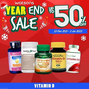  Year End Sale Vitamin D Up to 50% at Watsons December 2021