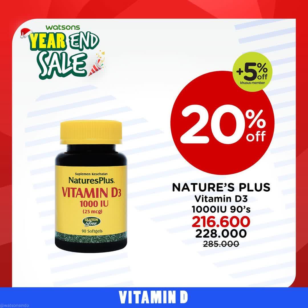  Discount 20% Off Nature's Plus Vitamin D3 1000IU 90's at Watsons December 2021