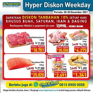  Diskon Weekday Ikan & Daging di Hypermart Desember 2021