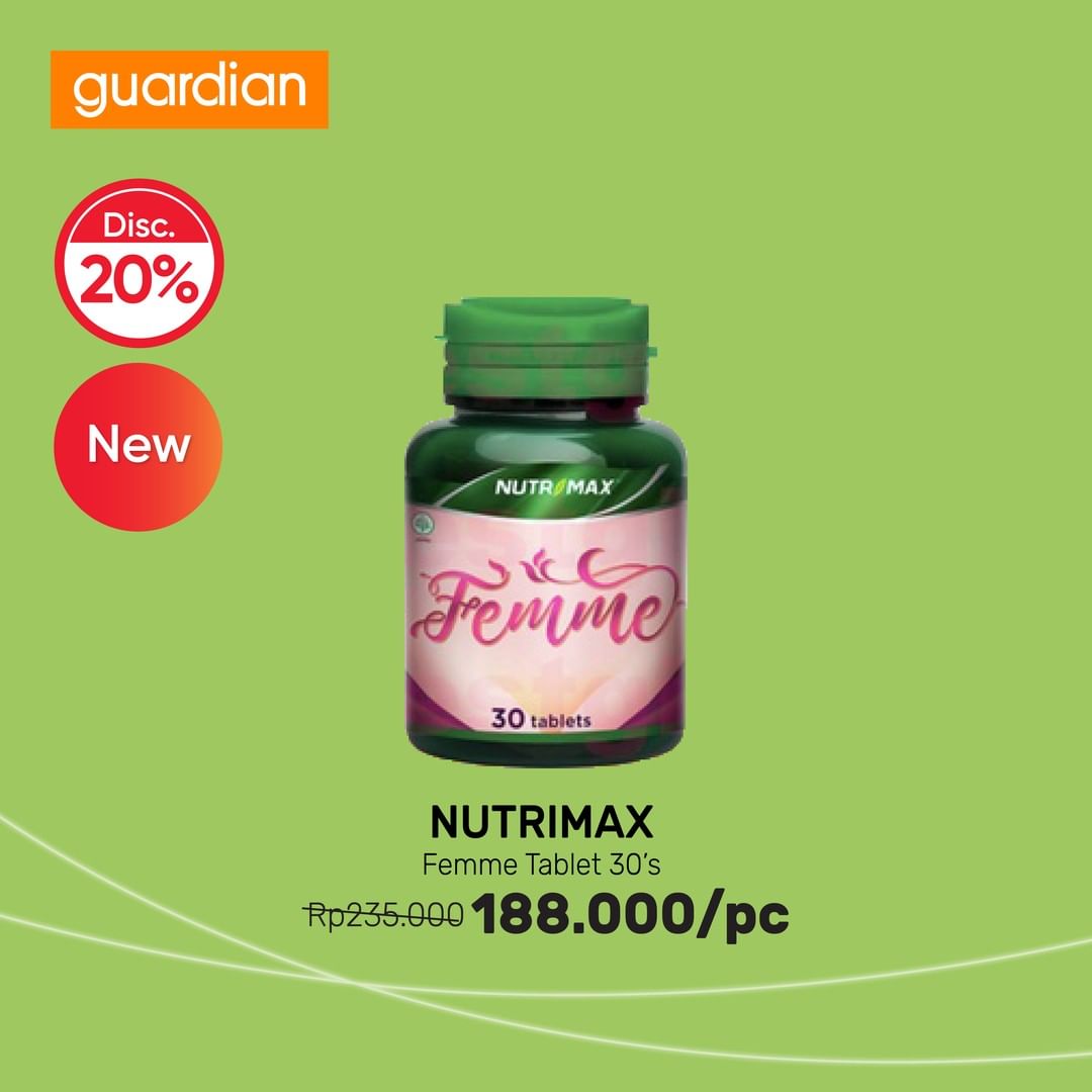  Discount 20% Nutrimax Femme Tablet 30's at Guardian January 2022