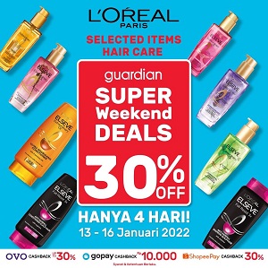  Loreal Selected Items Super Weekend Deals 30% Off in Guardian January 2022