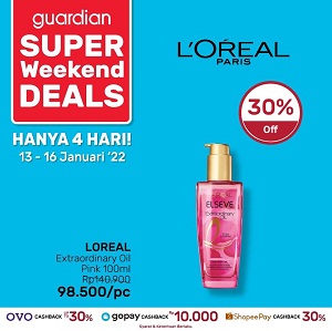  Discount 30% Off Loreal Extraordinary Oil Pink 100ml at Guardian January 2022