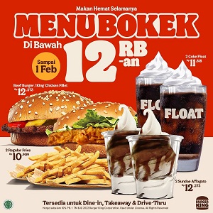  Promo Menu Bokek Dibawah 12 Ribuan di Burger King Januari 2022